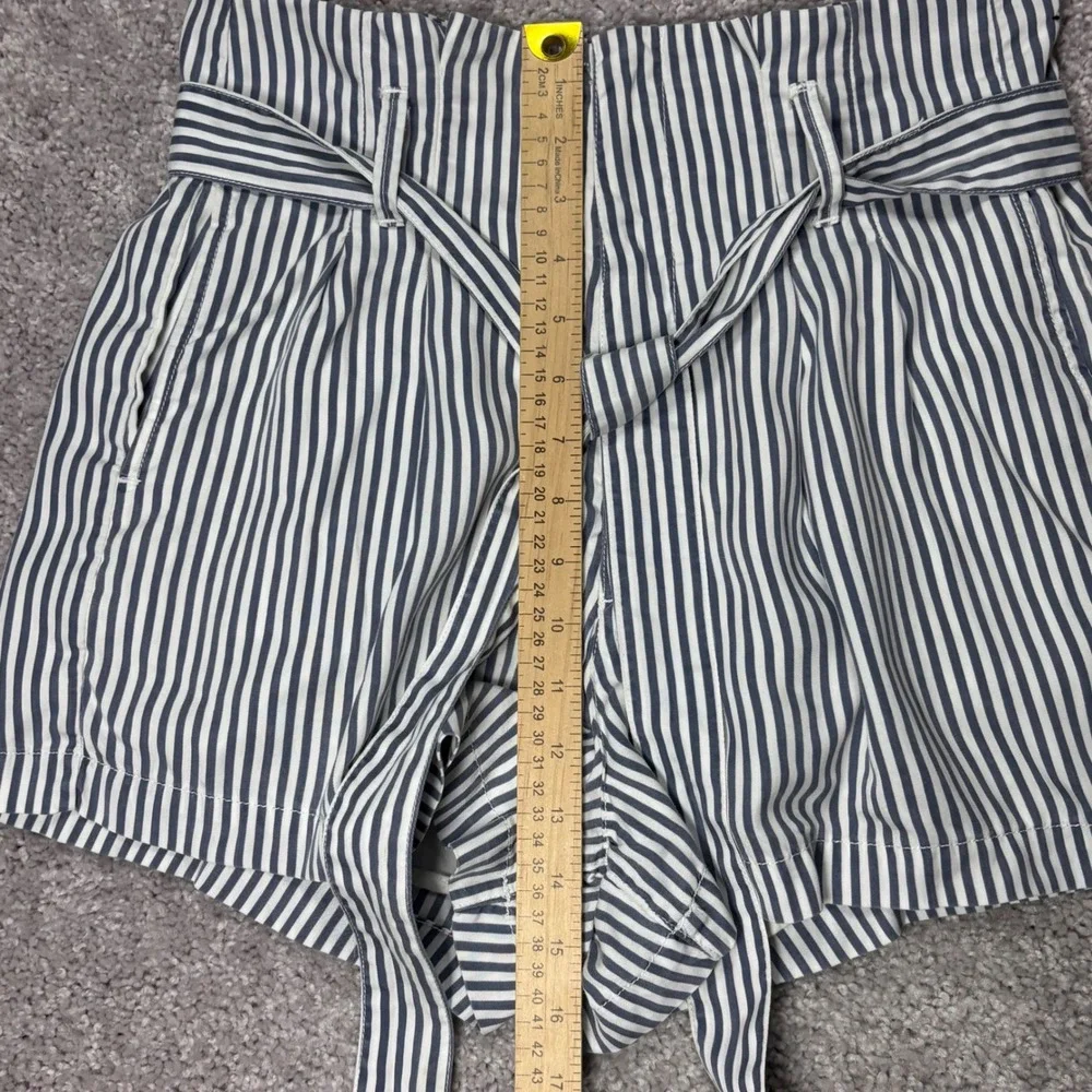 Abercrombie & Fitch Blue White Striped High‎ Rise Paperbag Waist Belted Shorts M